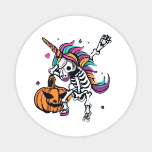 Unicorn Zombie Skeleton Dabbing Pumpkin: Spooktacular Halloween Magnet